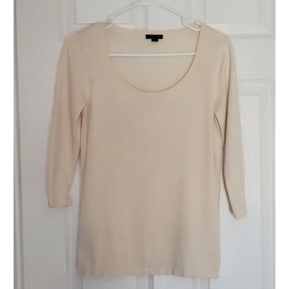 Ann Taylor Petite Beige 3/4 Sleeve Scoop Neck Sweater- SP - Picture 7 of 7
